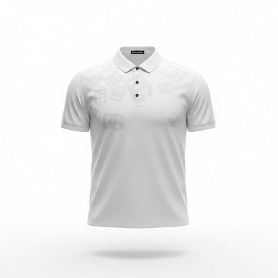 Dolce & Gabbana White Polo Shirt 🤍✨ Monogram Print Edition - MASTERPIECE
