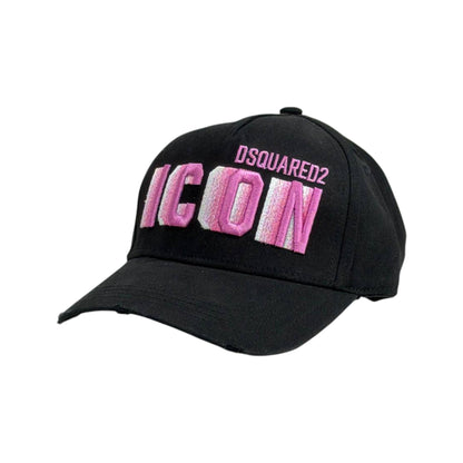 Dsquared2 ICON Black Cap with Pink Embroidery – Statement Streetwear 🖤💗 - MASTERPIECE