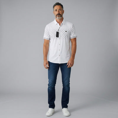 🤍 Dunhill Signature Pattern Short Sleeve Shirt – Refined British Luxury - MASTERPIECE