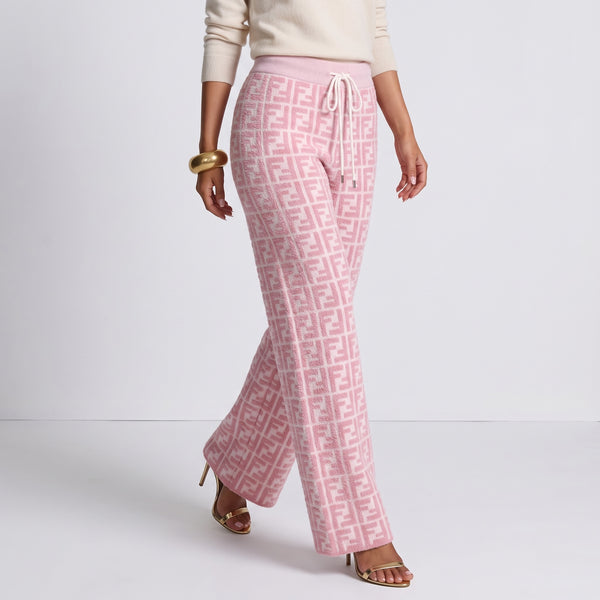 Fendi Knit Trousers – Pink FF Jacquard Drawstring 🩷