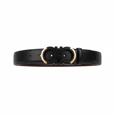 Luxury  Salvatore FerragamoDouble Ring Designer Belt 120cm – Reversible Black & Brown Leather ✨