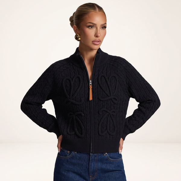 Loewe Cable Zip Sweater – Black 🖤🧶