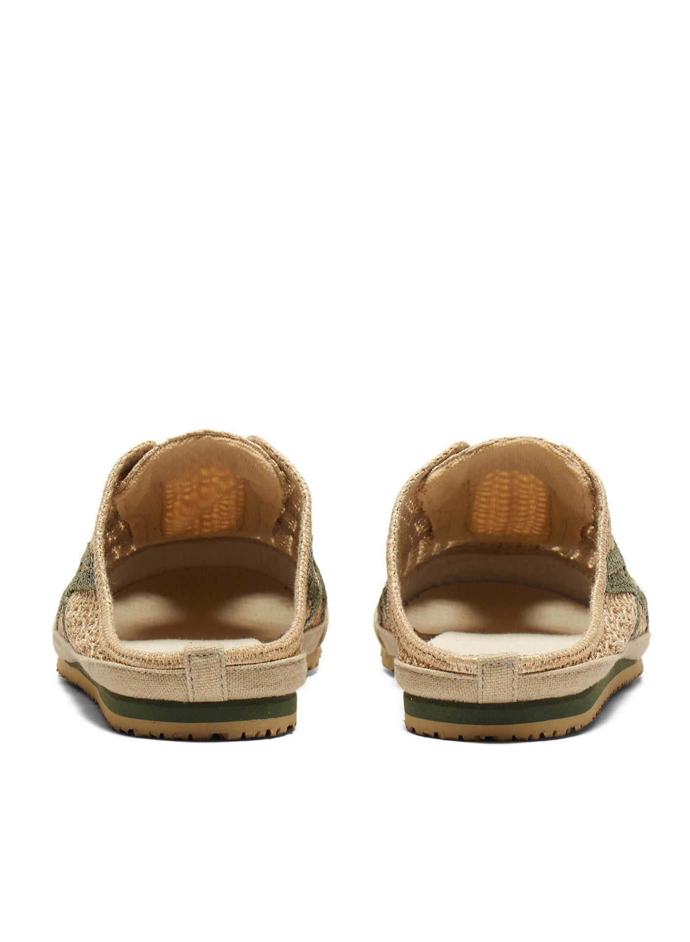 Onitsuka Tiger tan open-weave slip-on mule with green stripes