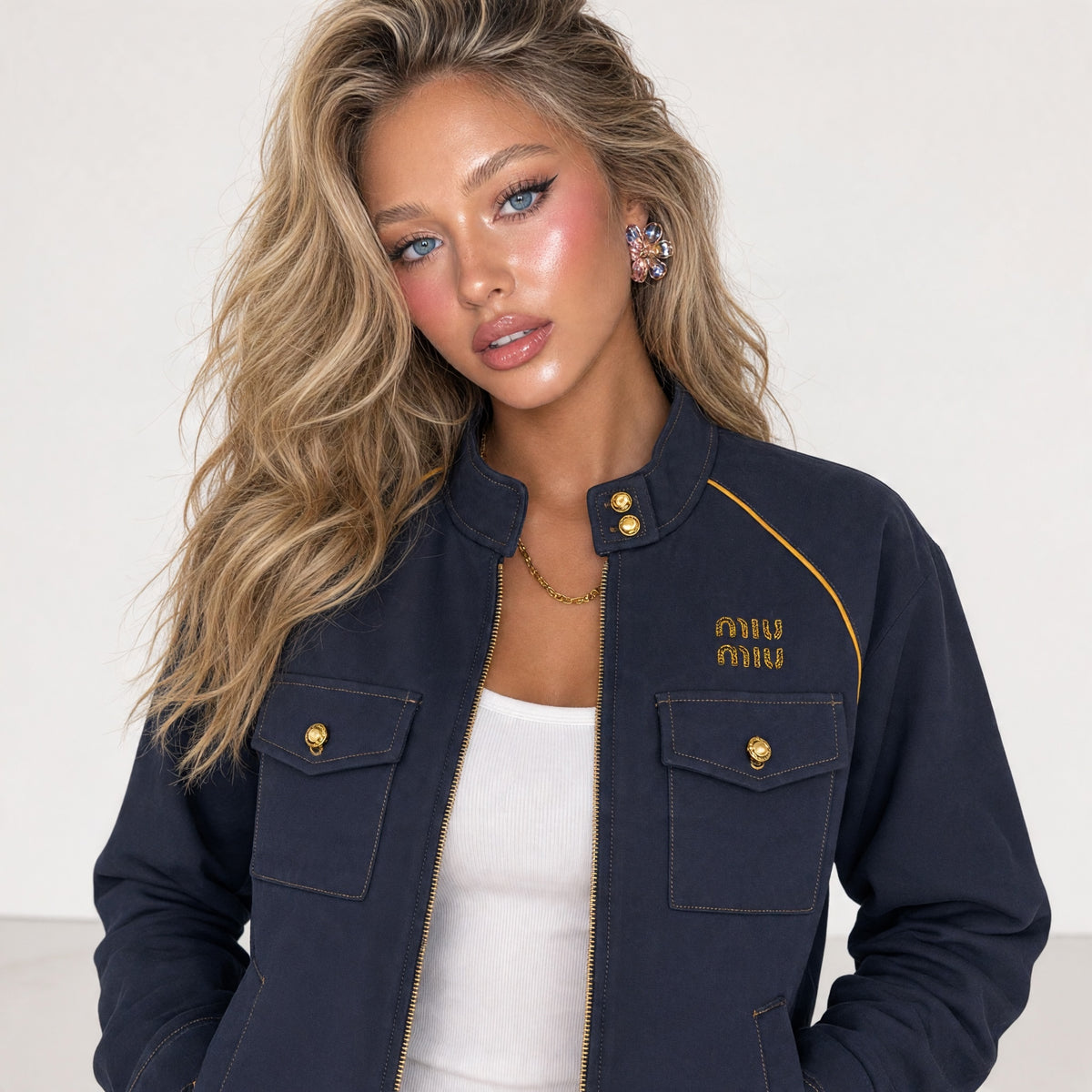 Miu Miu Military Jacket – Navy Gold Trim