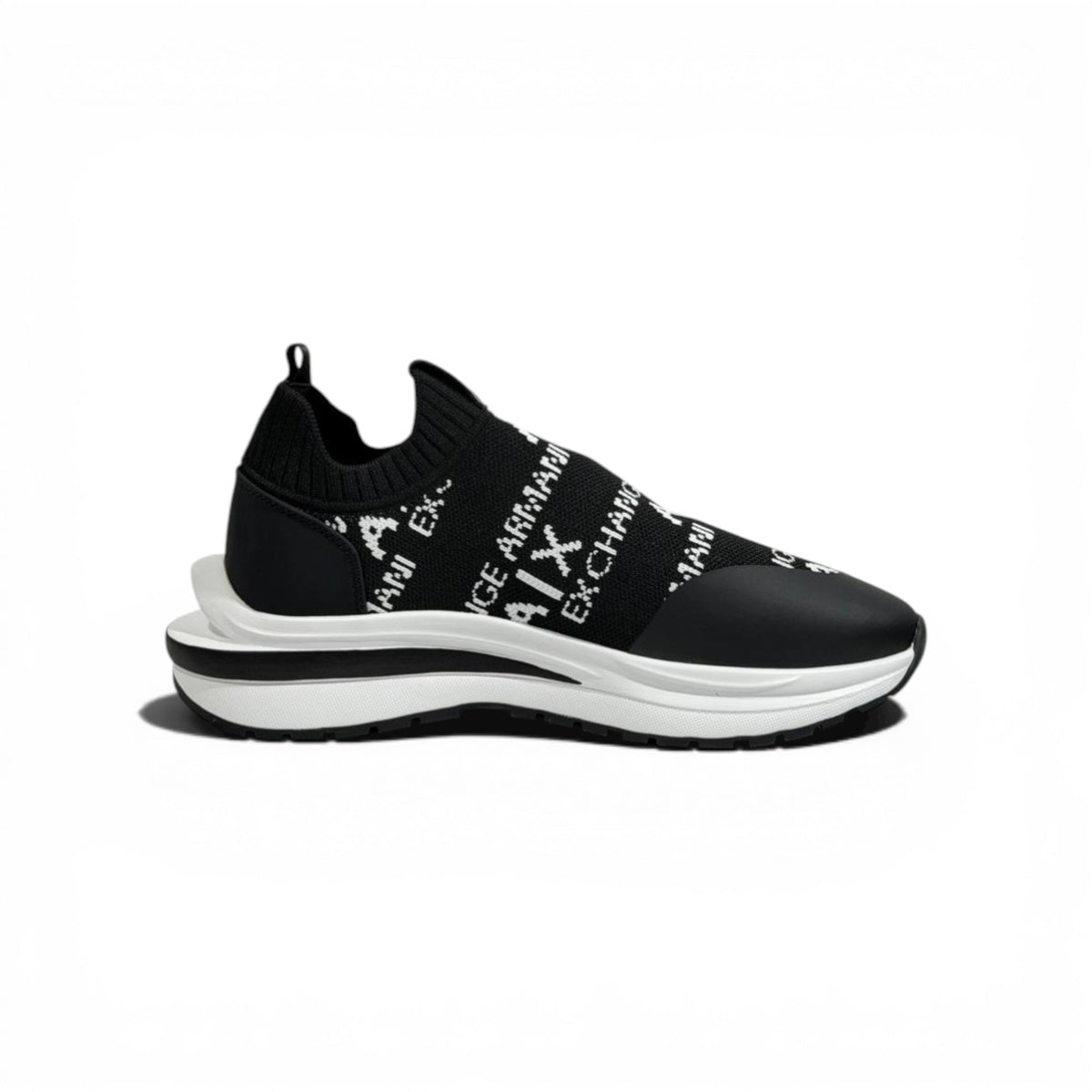 EA7 Armani Exchange-Inspired Slip-On Sneakers – Black Knit Comfort 🖤👟 - MASTERPIECE