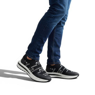 EA7 Armani Exchange-Inspired Slip-On Sneakers – Black Knit Comfort 🖤👟 - MASTERPIECE