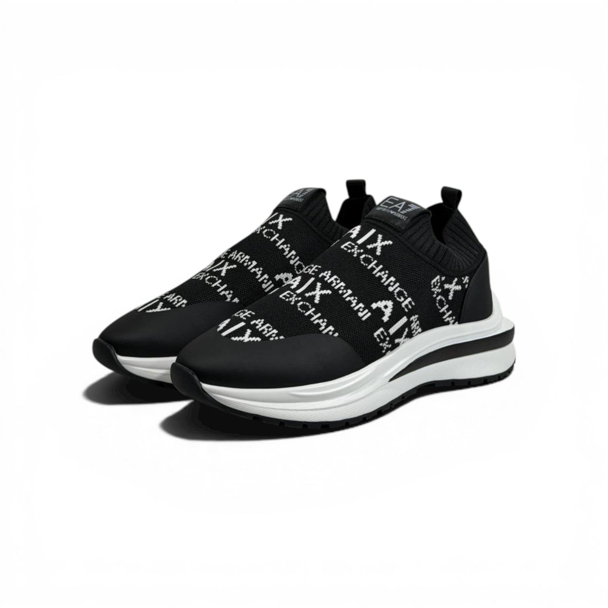 EA7 Armani Exchange-Inspired Slip-On Sneakers – Black Knit Comfort 🖤👟 - MASTERPIECE