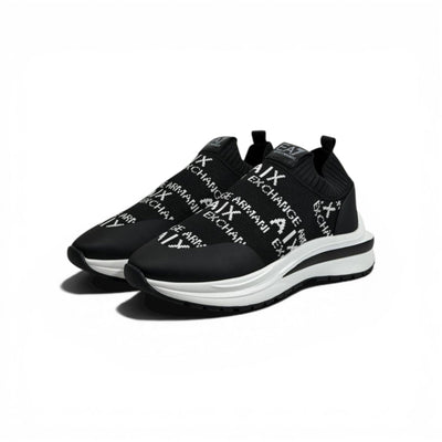 EA7 Armani Exchange-Inspired Slip-On Sneakers – Black Knit Comfort 🖤👟 - MASTERPIECE