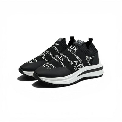EA7 Armani Exchange-Inspired Slip-On Sneakers – Black Knit Comfort 🖤👟 - MASTERPIECE