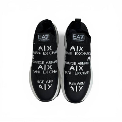 EA7 Armani Exchange-Inspired Slip-On Sneakers – Black Knit Comfort 🖤👟 - MASTERPIECE