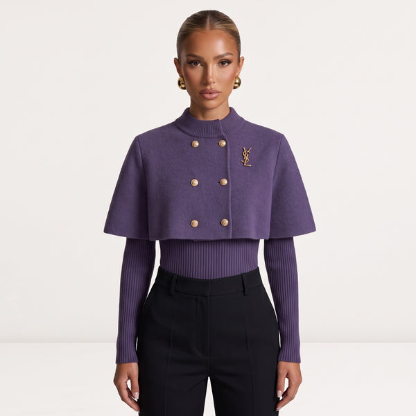 Saint Laurent Cropped Cape Jacket – Purple 🟣