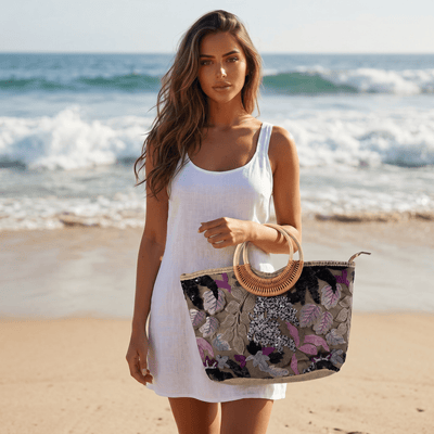 🖤 Elegant Floral Sequin Beach Tote Bag | Luxury Resort Summer Handbag ✨ - MASTERPIECE