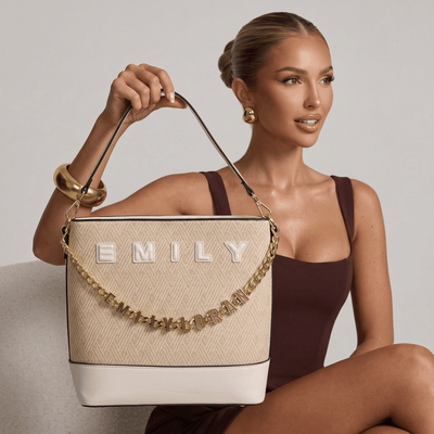 Emily Heritage Herringbone Shoulder Tote 🤍✨ - MASTERPIECE