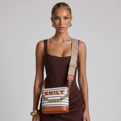 👜 EMILY LORAN Striped Bucket Bag | Chic Luxury Statement Handbag ✨ - MASTERPIECE