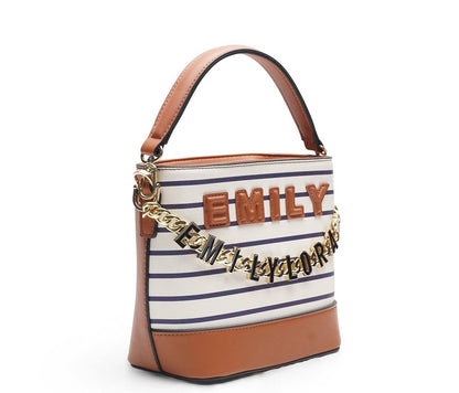 👜 EMILY LORAN Striped Bucket Bag | Chic Luxury Statement Handbag ✨ - MASTERPIECE