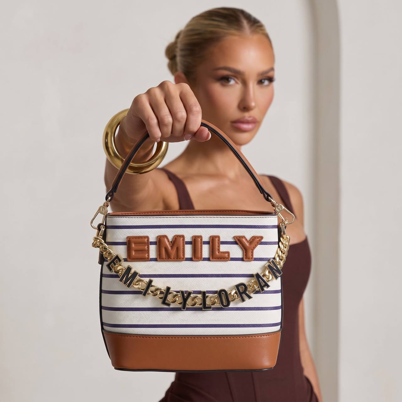👜 EMILY LORAN Striped Bucket Bag | Chic Luxury Statement Handbag ✨ - MASTERPIECE