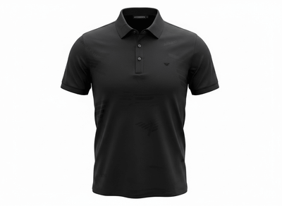 Emporio Armani Black Pattern Polo 🖤✨ Tonal Monogram Edition - MASTERPIECE