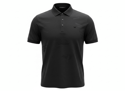 Emporio Armani Black Pattern Polo 🖤✨ Tonal Monogram Edition - MASTERPIECE