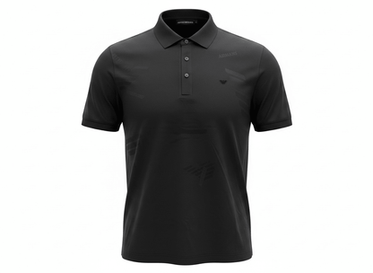 Emporio Armani Black Pattern Polo 🖤✨ Tonal Monogram Edition - MASTERPIECE