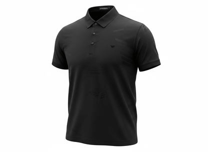 Emporio Armani Black Pattern Polo 🖤✨ Tonal Monogram Edition - MASTERPIECE