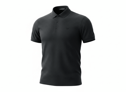 Emporio Armani Black Textured Polo Shirt 🖤✨ Sleek Luxury Essential - MASTERPIECE