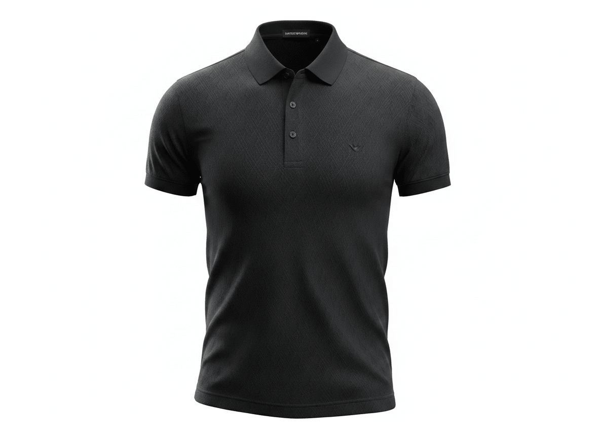 Emporio Armani Black Textured Polo Shirt 🖤✨ Sleek Luxury Essential - MASTERPIECE