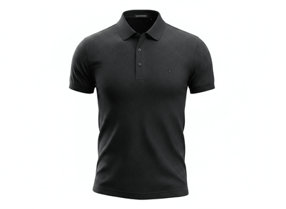 Emporio Armani Black Textured Polo Shirt 🖤✨ Sleek Luxury Essential - MASTERPIECE