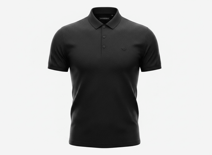 Emporio Armani Black Textured Polo Shirt 🖤✨ Sleek Luxury Essential - MASTERPIECE