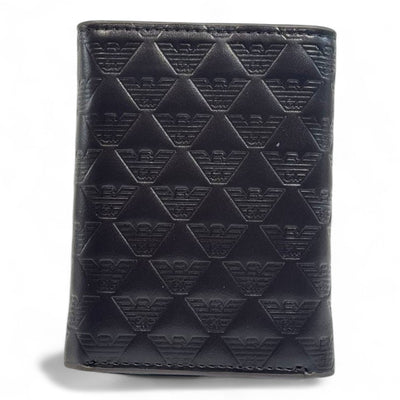 Emporio Armani Dual-Texture Trifold Wallet — Coffee & Brown - MASTERPIECE