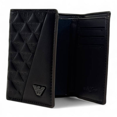 Emporio Armani Dual-Texture Trifold Wallet — Coffee & Brown - MASTERPIECE