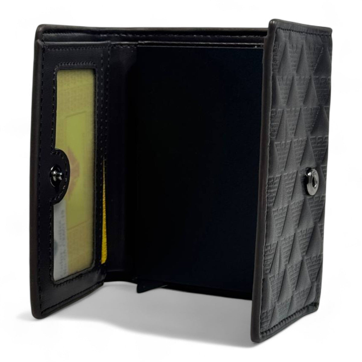 Emporio Armani Dual-Texture Trifold Wallet — Coffee & Brown - MASTERPIECE