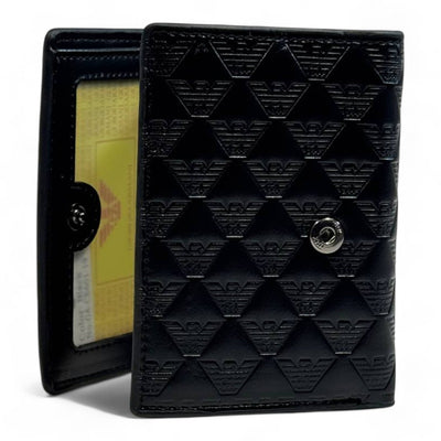 Emporio Armani Dual-Texture Trifold Wallet — Jet Black - MASTERPIECE