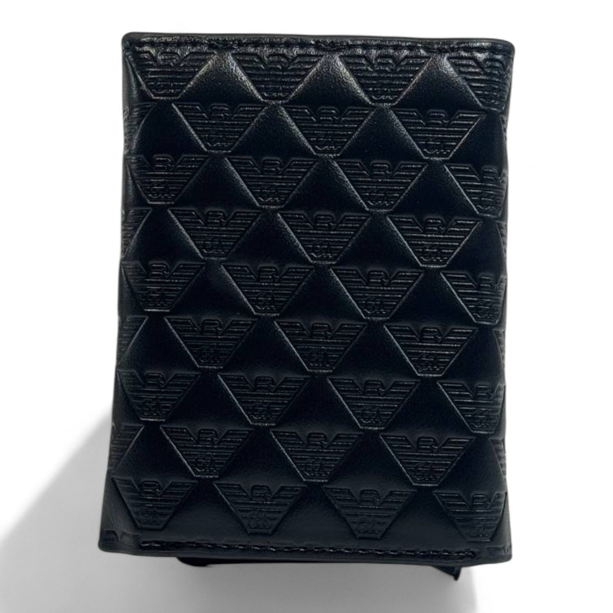 Emporio Armani Dual-Texture Trifold Wallet — Jet Black - MASTERPIECE