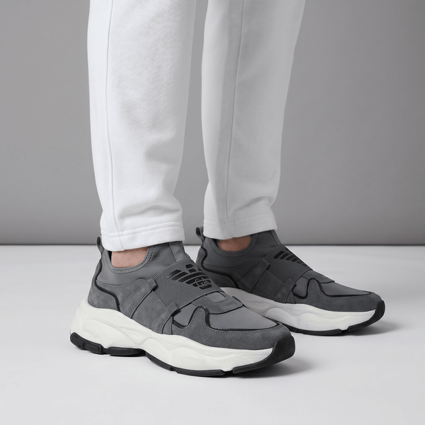 EMPORIO ARMANI Grey Slip-On Sneakers 👟✨ | Minimal Luxury Comfort & Modern Fit