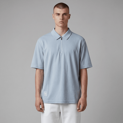 💎❄️ Emporio Armani Ice Blue Zip Polo Shirt – Luxury Modern Collection 👔✨ - MASTERPIECE