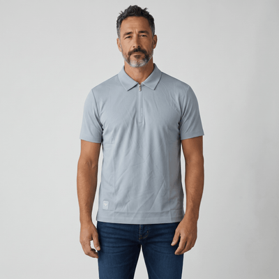 💎❄️ Emporio Armani Ice Blue Zip Polo Shirt – Luxury Modern Collection 👔✨ - MASTERPIECE