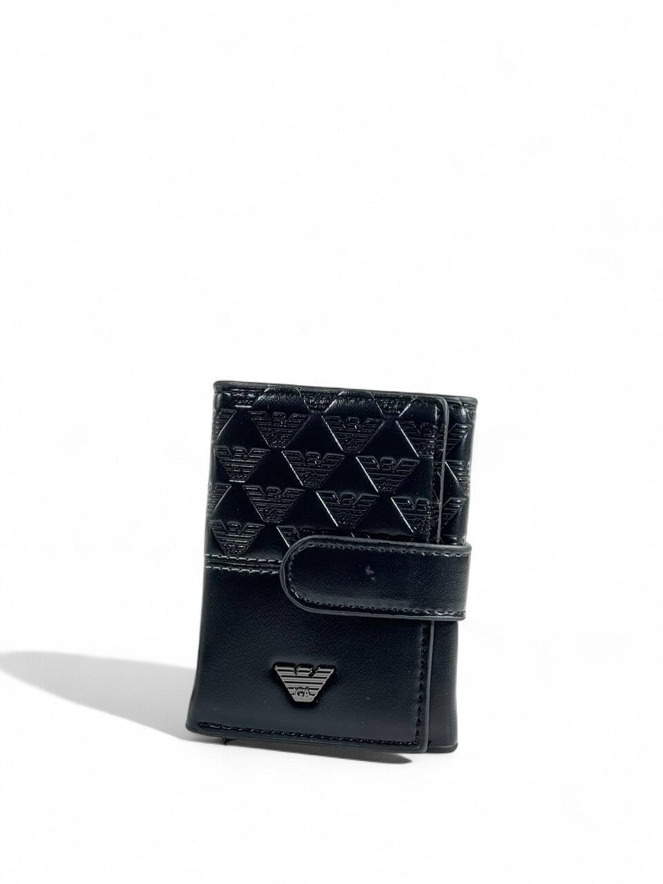 Emporio Armani Leather Monogram Wallet — Black - MASTERPIECE
