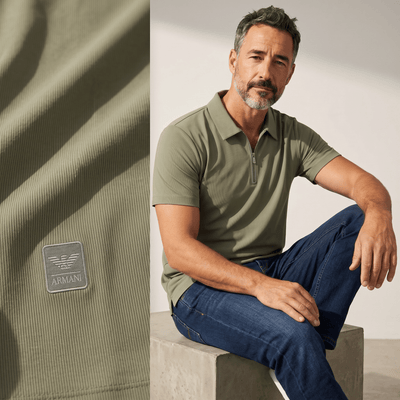 🫒✨ Emporio Armani Olive Half-Zip Polo Shirt – Luxury Minimal Edition 👔🔥 - MASTERPIECE