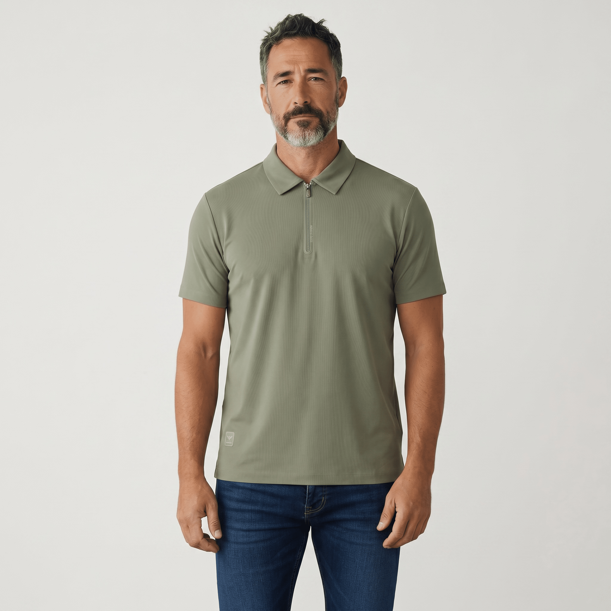 🫒✨ Emporio Armani Olive Half-Zip Polo Shirt – Luxury Minimal Edition 👔🔥 - MASTERPIECE