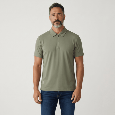 🫒✨ Emporio Armani Olive Half-Zip Polo Shirt – Luxury Minimal Edition 👔🔥 - MASTERPIECE
