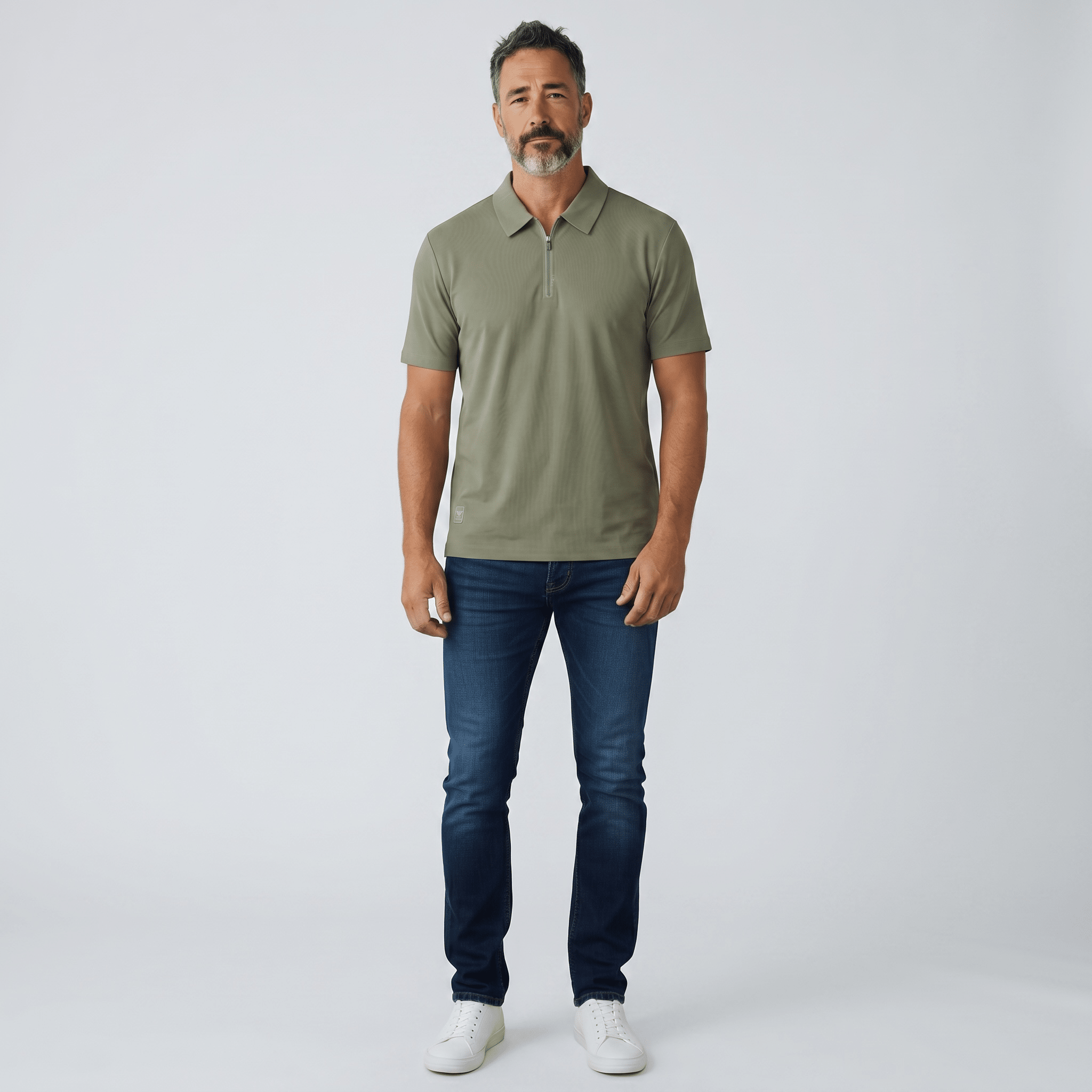 🫒✨ Emporio Armani Olive Half-Zip Polo Shirt – Luxury Minimal Edition 👔🔥 - MASTERPIECE