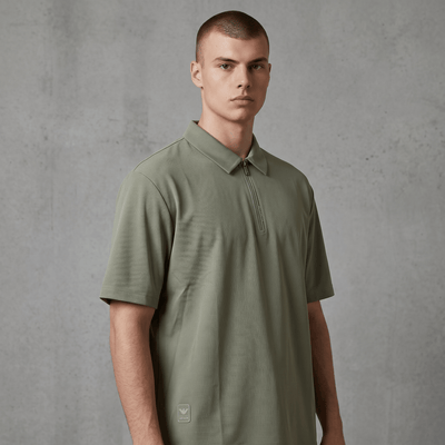 🫒✨ Emporio Armani Olive Half-Zip Polo Shirt – Luxury Minimal Edition 👔🔥 - MASTERPIECE