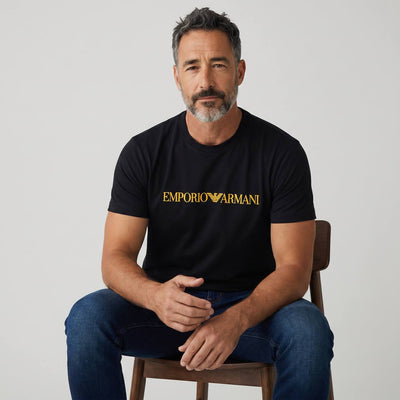 Emporio Armani Signature Logo T-Shirt – Black & Gold Luxury Edition 🖤✨ - MASTERPIECE