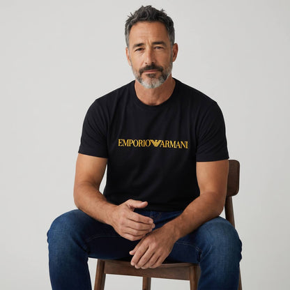 Emporio Armani Signature Logo T-Shirt – Black & Gold Luxury Edition 🖤✨ - MASTERPIECE