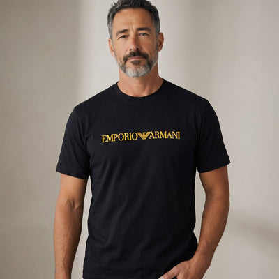 Emporio Armani Signature Logo T-Shirt – Black & Gold Luxury Edition 🖤✨ - MASTERPIECE