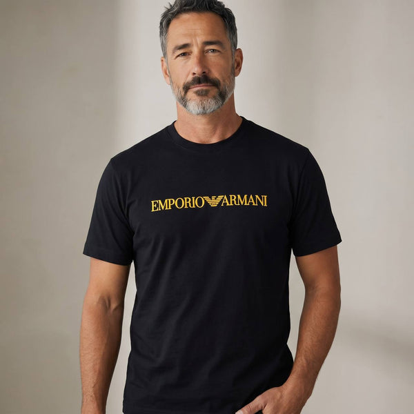 Emporio Armani Signature Logo T-Shirt – Black & Gold Luxury Edition 🖤✨