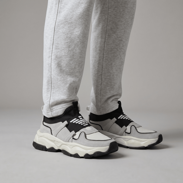 EMPORIO ARMANI Two-Tone Chunky Sneakers 👟⚡ | Bold Street Luxury & Slip-On Comfort