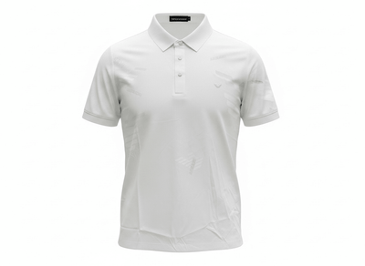 Emporio Armani White Pattern Polo 🤍✨ Signature Print Design - MASTERPIECE