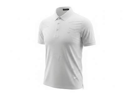 Emporio Armani White Pattern Polo 🤍✨ Signature Print Design - MASTERPIECE