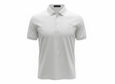 Emporio Armani White Pattern Polo 🤍✨ Signature Print Design - MASTERPIECE